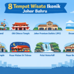 Infografis 8 tempat wisata ikonik di Johor Bahru seperti Legoland, Desaru Beach, dan Johor Premium Outlets