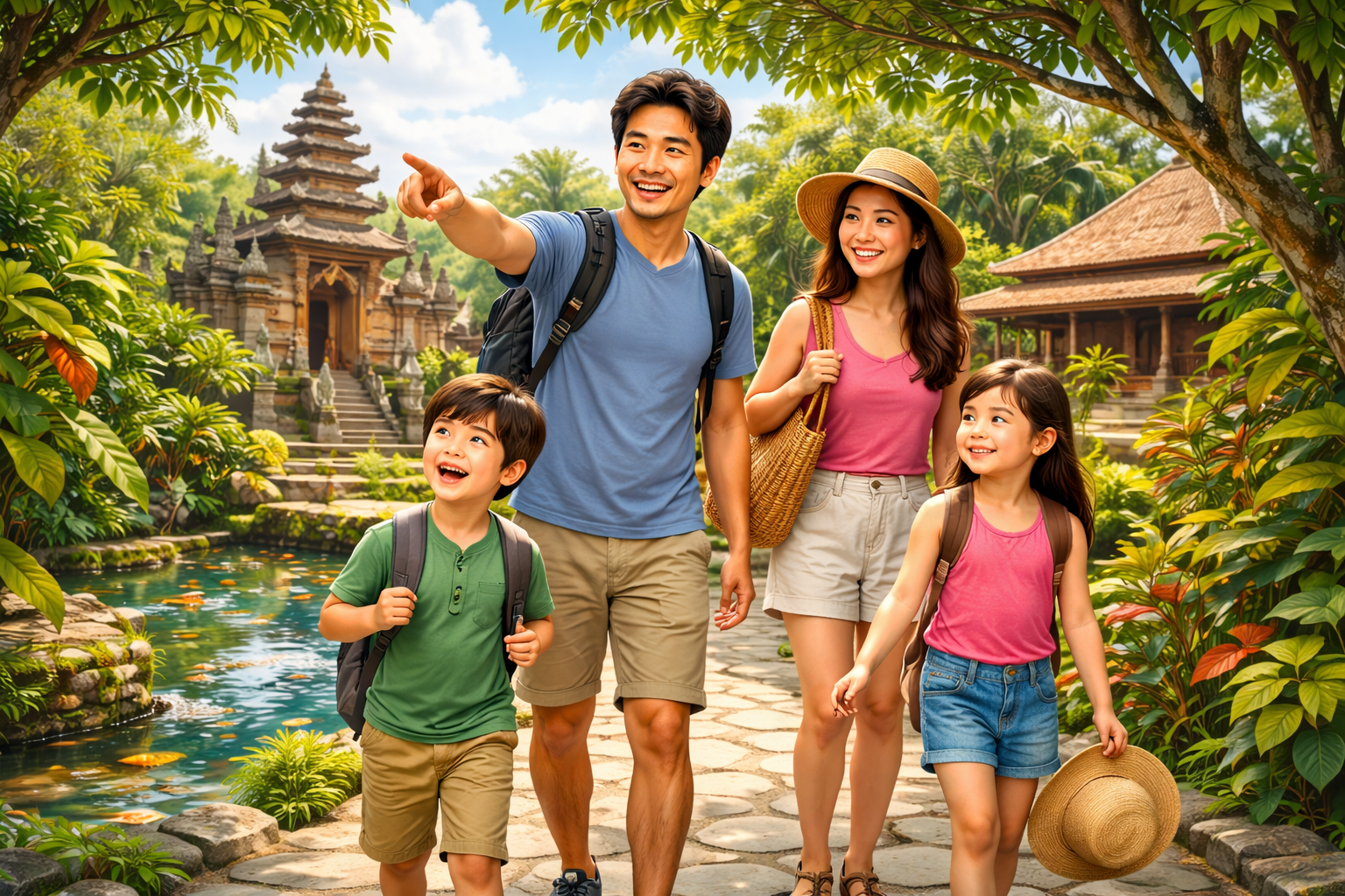 wisata-ramah-anak-di-ubud keluarga yang membawa anak ke tempat main anak yang edukatif dan seru di ubud bali