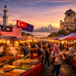 Bazaar Ramadan Johor Bahru ramai pengunjung dengan berbagai makanan buka puasa dan latar landmark ikonik Johor Bahru