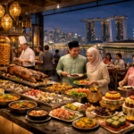 Buffet Ramadan halal di restoran Singapura dengan berbagai hidangan Timur Tengah, seafood, dan dessert untuk buka puasa