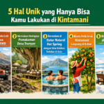 Infografis 5 hal unik yang bisa dilakukan di Kintamani Bali seperti black lava jeep, Desa Trunyan, hot spring Batur, petik jeruk, dan cafe di atas awan
