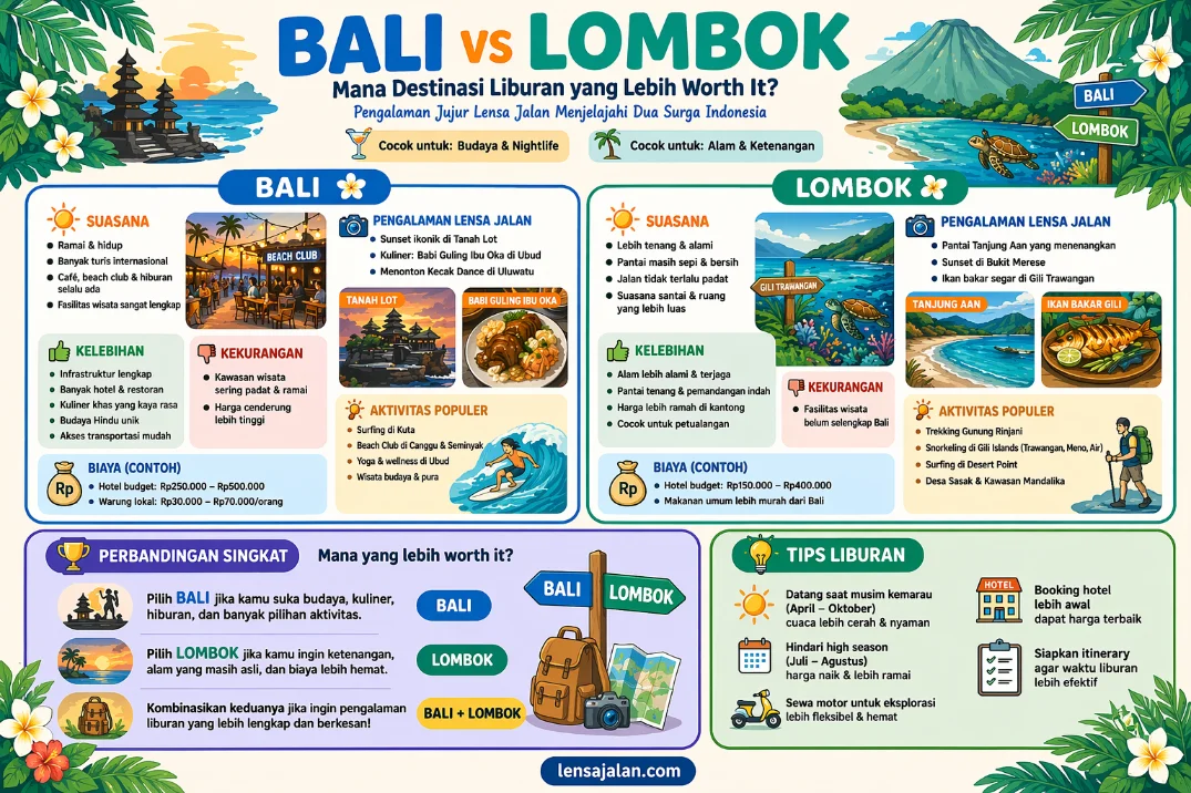 infografis perbandingan bali vs lombok