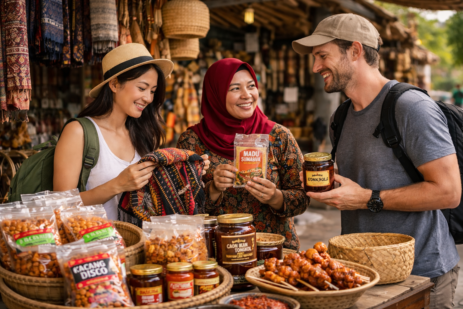 oleh-oleh khas Lombok seperti ayam taliwang, kacang disco, dan kain tenun