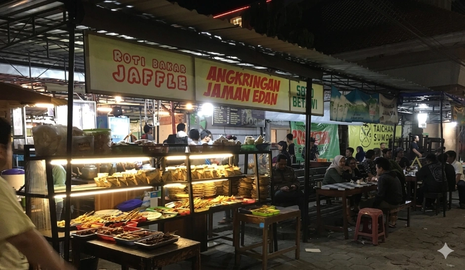 Angkringan Jaman Edan tampak depan kedai angkringan jaman edan kawasan malioboro