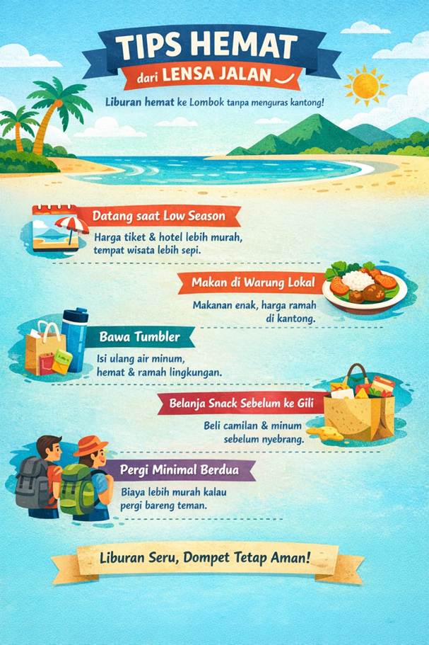 Tips hemat liburan ke lombok infografis tips hemat liburan hemat ke lombok