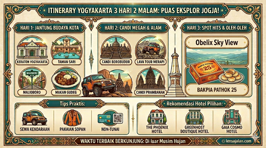 itinerary yogjakarta 3 hari 2 malam infografis