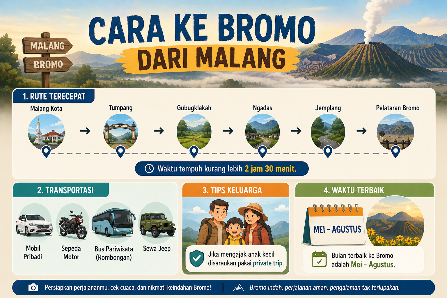 infografis cara ke bromo dari malang