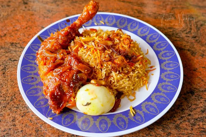 nasi briyani dengan ayam dan telur di penang
