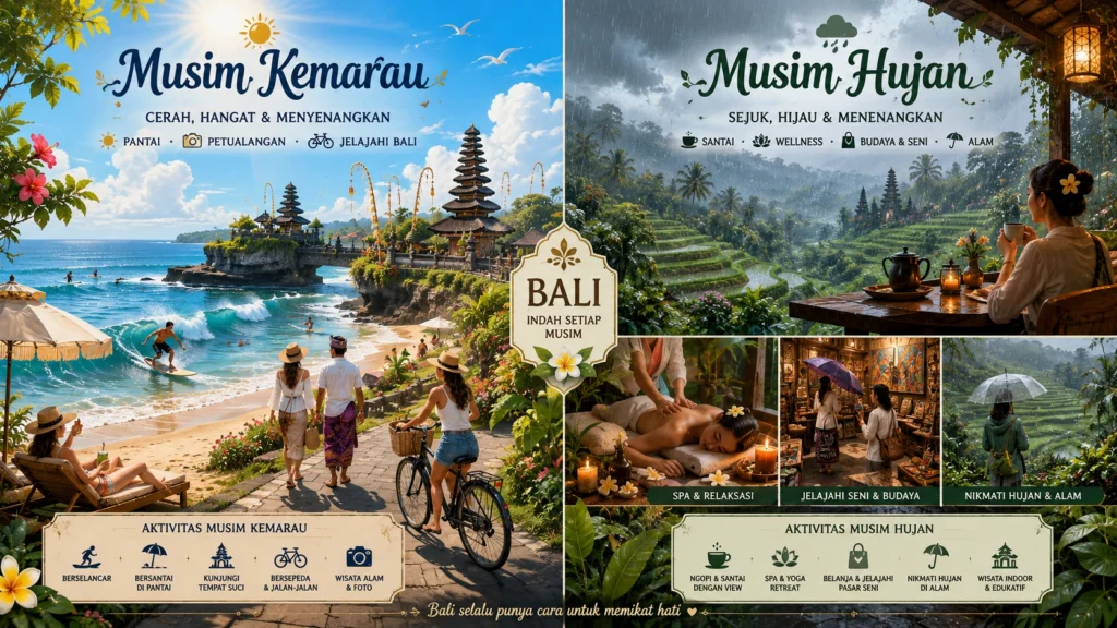 musim kemarau dan musim hujan di bali, dan apa aktivitas yang cocok di lakukan