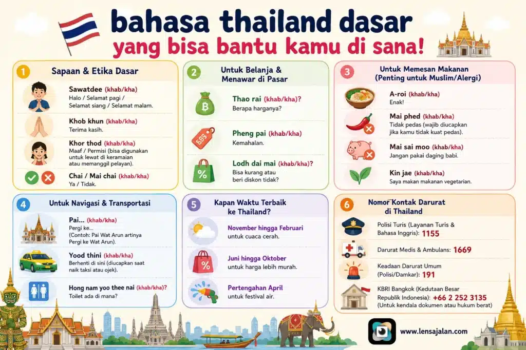 infografis bahasa thailand untuk turis yang mau ke thailand